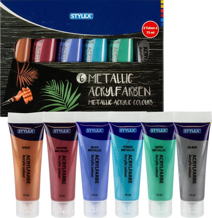 Stylex Acrylic paint 6er 75 ml multicoloured (Multicoloured metallic, 75 ml)