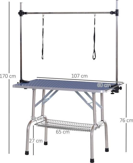 Actual product image Swisshandel24 Grooming table Trimming table Shearing table with lower basket for dogs height-adjustable foldable (Dog)