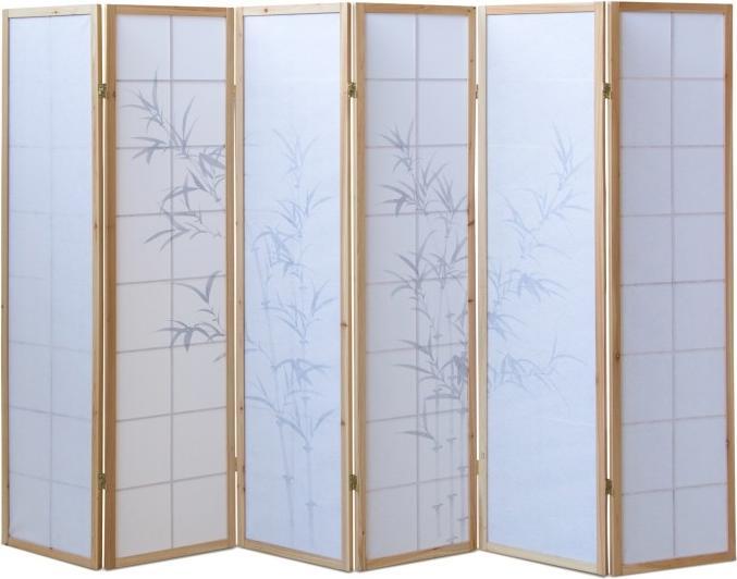 Immagine prodotto Homestyle4u Paravento in legno a 6 pannelli con motivo di bambù scuro
