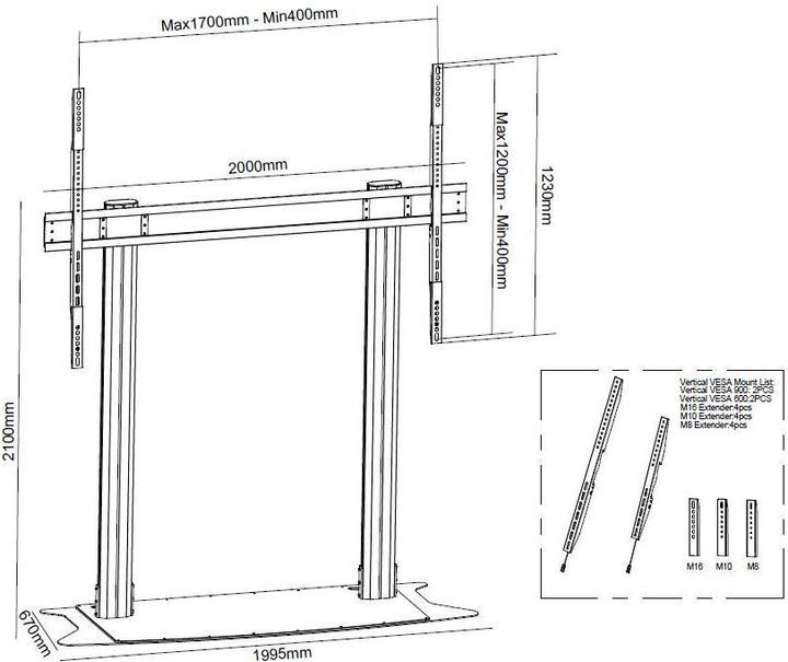 Produktbild Multibrackets M Public Display Stand 210 Dual Pillar 150kg MAX Floorbase (150 kg)