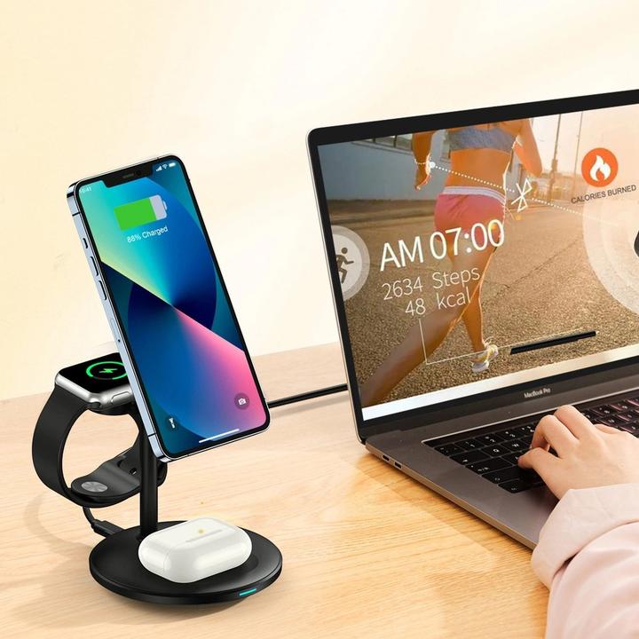 Image du produit Choetech Chargeur sans fil avec support 3en1 (noir) (15 W)