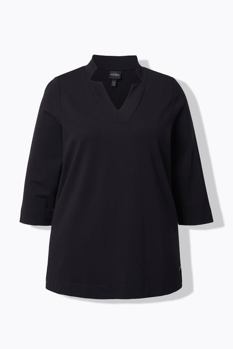 Actual product image Ulla Popken Split Neckline 3/4 Sleeve Tee (54)
