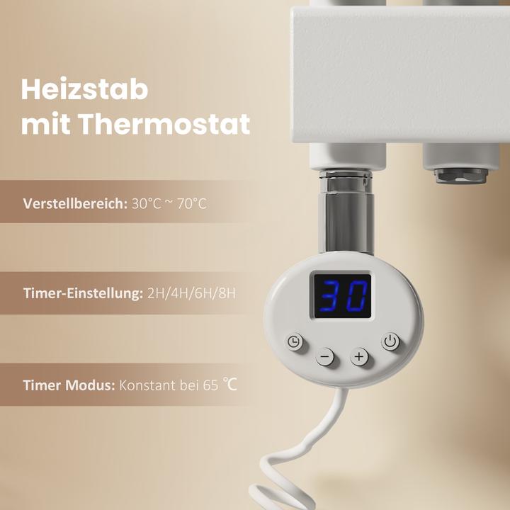 Actual product image Emke Electric Towel Warmer with Heating Rod and Timer, Anthracite 1041x500mm 600W (600 W)