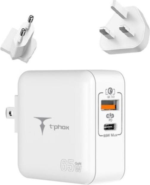 Produktbild T-Phox Ladegerät MEGA T-PP09 GAN PD 65W USB/USB-C WEISS (65 W, 2 Ports)