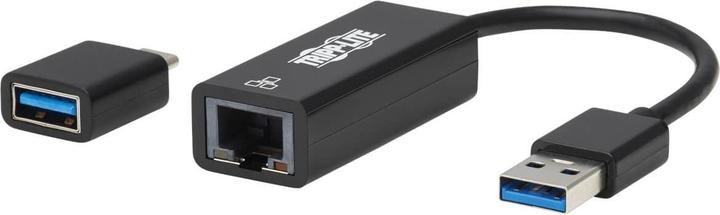 Actual product image Eaton U336-000-GB-CA USB-C, USB-A to RJ45 Gigabit Ethernet Network Adapter (2xM/F), USB 3.2 Gen 1, Black (USB, RJ45 (1x))