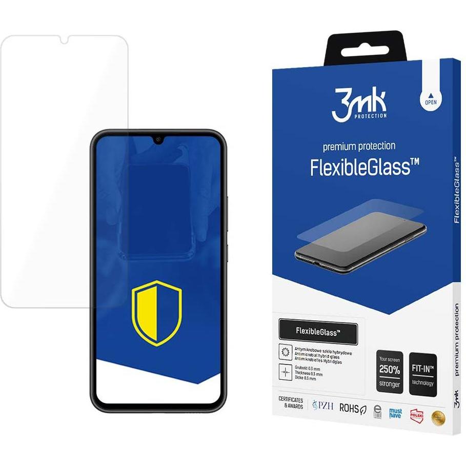 3Mk Trasparente Vetro Temperato Per Samsung Galaxy A34 5G Ibrido Flexi Serie 7H Flexibleglass (1 Pz., Samsung Galaxy A34 5G), Pellicola Protettiva Smartphone,