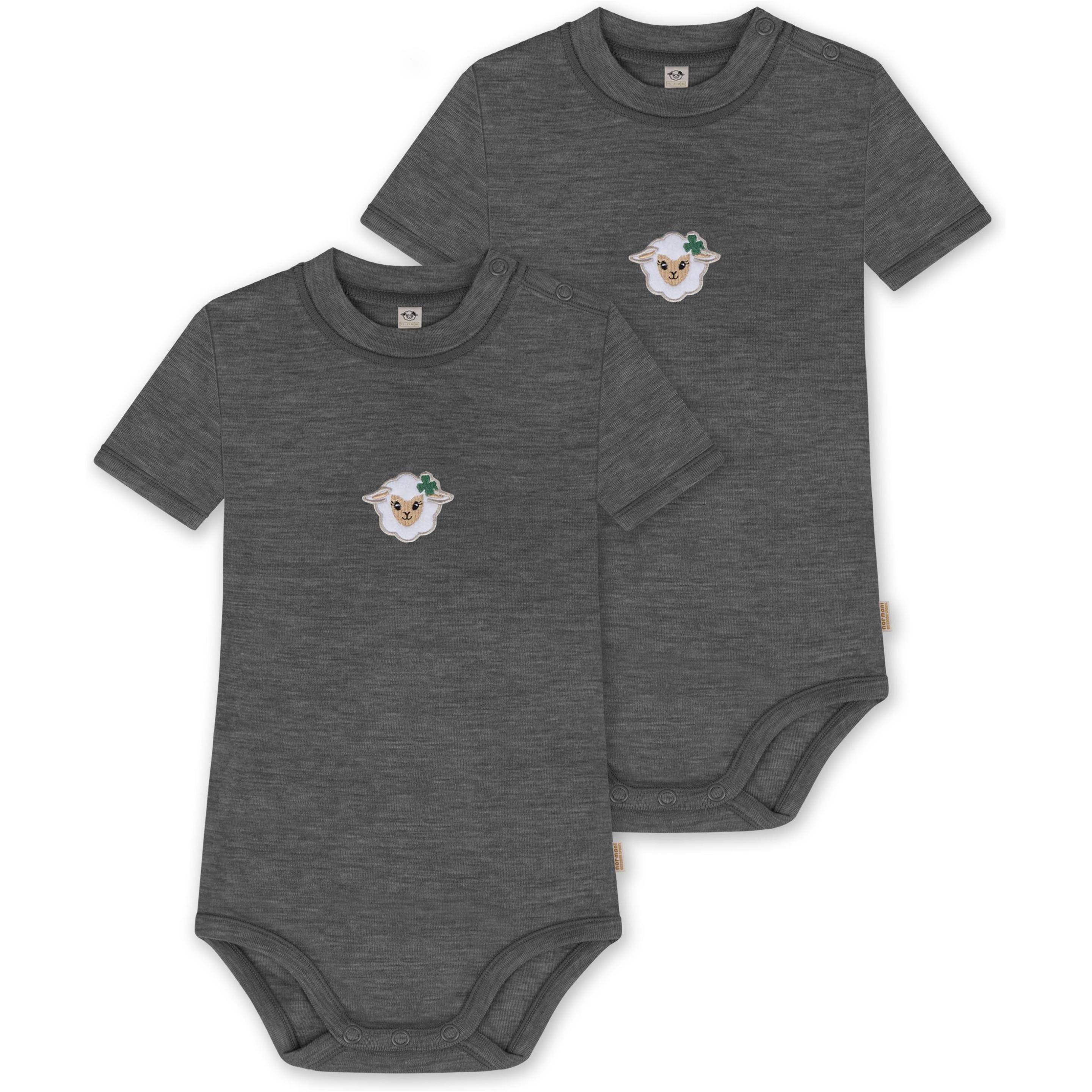 Normani, Herren, Body, 2er Set Baby Merino Kurzarmbody „Tihoi" - 9313, Grau, (92)