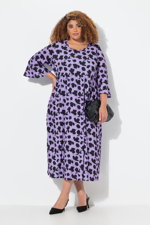 Produktbild Ulla Popken Jerseykleid, A-Linie, Rundhals, 3/4-Volantärmel (46, 48)