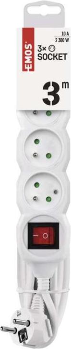 Immagine prodotto Emos Cavo di prolunga P1313C - 3 prese / 3M / con interruttore (3 m, CEE 7/3)