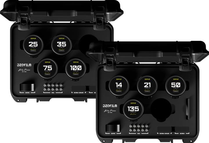 Actual product image Dzofilm Arles 14/21/25/35/50/75/100/135mm FF/VV Prime Cine Lens (PL mount,meter)