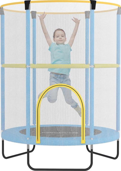 Aiyaplay Kinder Trampolin Stahl, Kunststoff Blau+Gelb (140 cm)