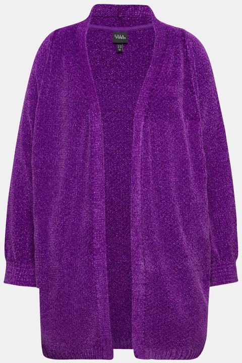Produktbild Ulla Popken Chenille-Strickjacke, Oversized, V-Ausschnitt, offene Form (54)