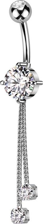 Immagine prodotto Star Piercing Banana in argento con due sfere di cristallo ciondolo in argento due catene con cristallo (Ottone, Acciaio chirurgico 316L)
