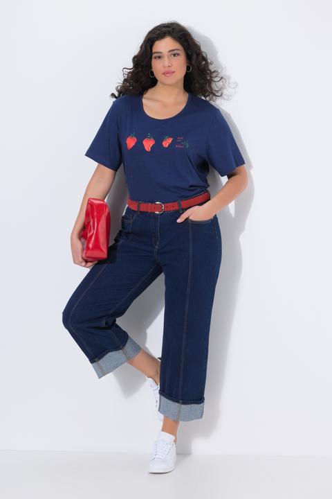 Immagine prodotto Ulla Popken Jeans modello Mary con taglio della gamba ampio e dritto e risvolti (50)