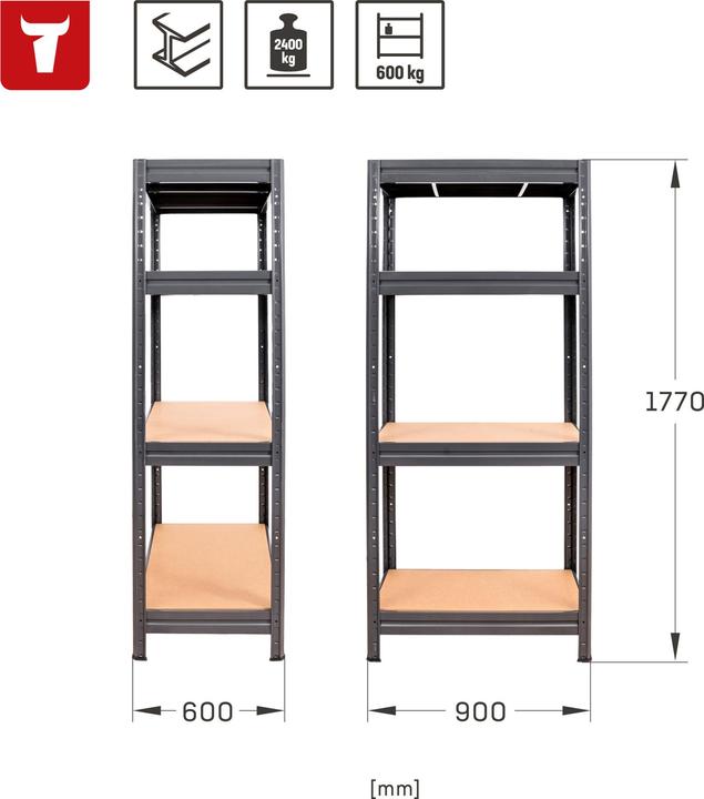 Immagine prodotto Stier Scaffalatura per carichi pesanti 600 kg di carico HxLxP 1770x900x600 mm