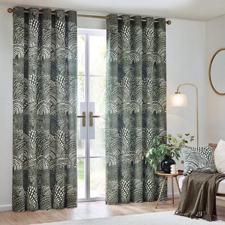 Actual product image Hoem Nola Abstract Eyelet Curtains (Pack of 2) (229 x 229 cm)