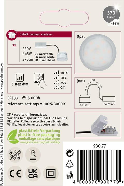 Produktbild Paulmann Coin Base (370 lm)