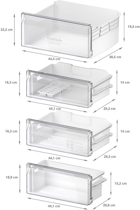 Actual product image Neff N 30, built-in fridge-freezer with bottom freezer compartment, 193.5 x 54.1 cm, drag hinge, KI796 (289 l)