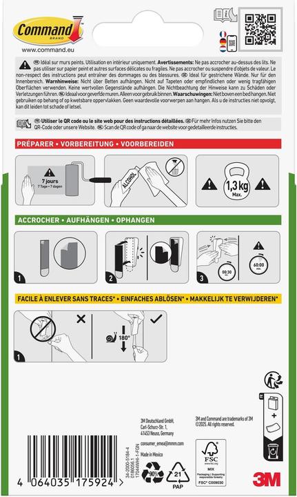 Immagine prodotto 3M Command Klebehaken 1.3 kg, Weiss, Verpackungseinheit: 1 Stück