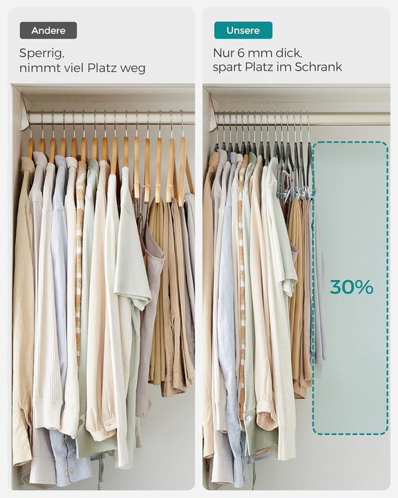 Produktbild Songmics 10er-Set Samt-Kleiderbügel mit Clips (10 x)