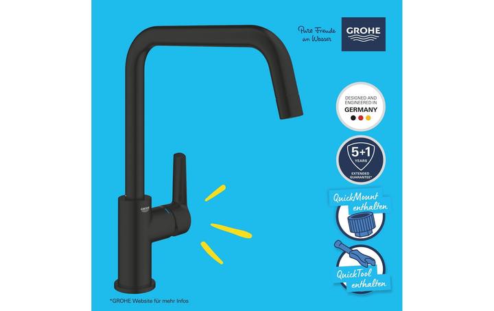 Image du produit Grohe Start QuickFix Küchenarmatur, hoher Auslauf, schwenkbar, mattschwarz