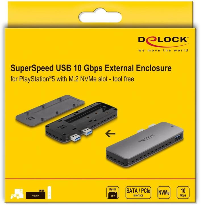Actual product image Delock USB 3.2 Gen 2 enclosure for PlayStation®5 with M.2 NVMe slot (M.2)