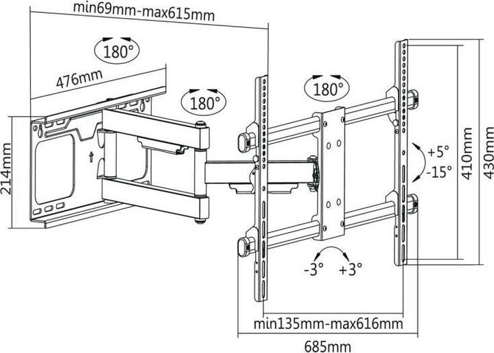 Actual product image Cabletech UCH0205 (Wall, 70", 60 kg)