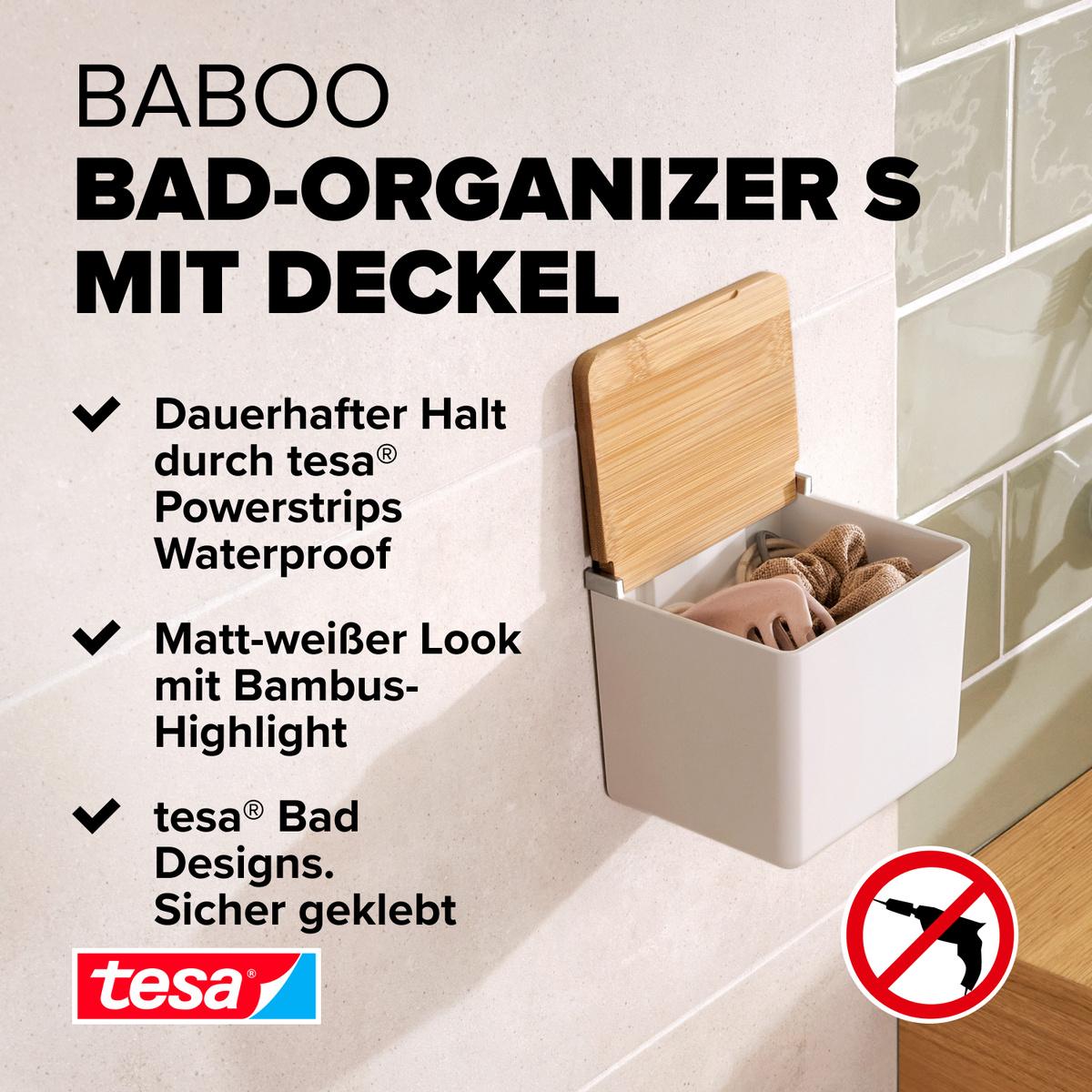 Thumbnail - tesa, Badaufbewahrung, BABOO Aufbewahrungsbox mit Deckel, klein inkl. Klebelösung ohne Bohren