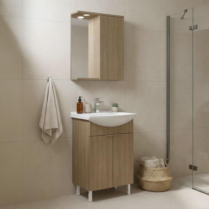 Produktbild Homitis Purus 55 Bathroom Cabinet With Sink & Mirror Set (2 Pieces)