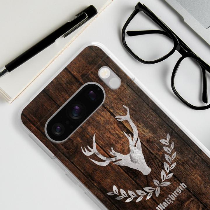 Actual product image DeinDesign Silikon Hülle für Google Pixel 8 Pro Handyhülle Case Smartphone Schutzhülle Hirsch Holz Holzoptik (Google Pixel 8 Pro)