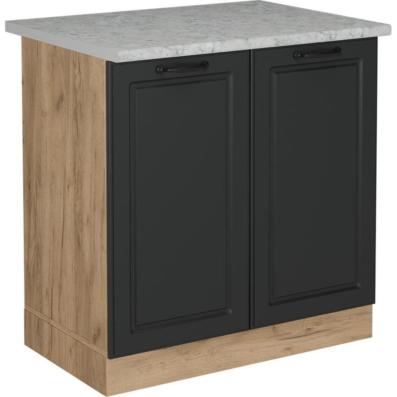 Vicco, Regal, Küchenunterschrank R-Line, Anthrazit Landhaus/Goldkraft Eiche, 80 cm AP Marmor