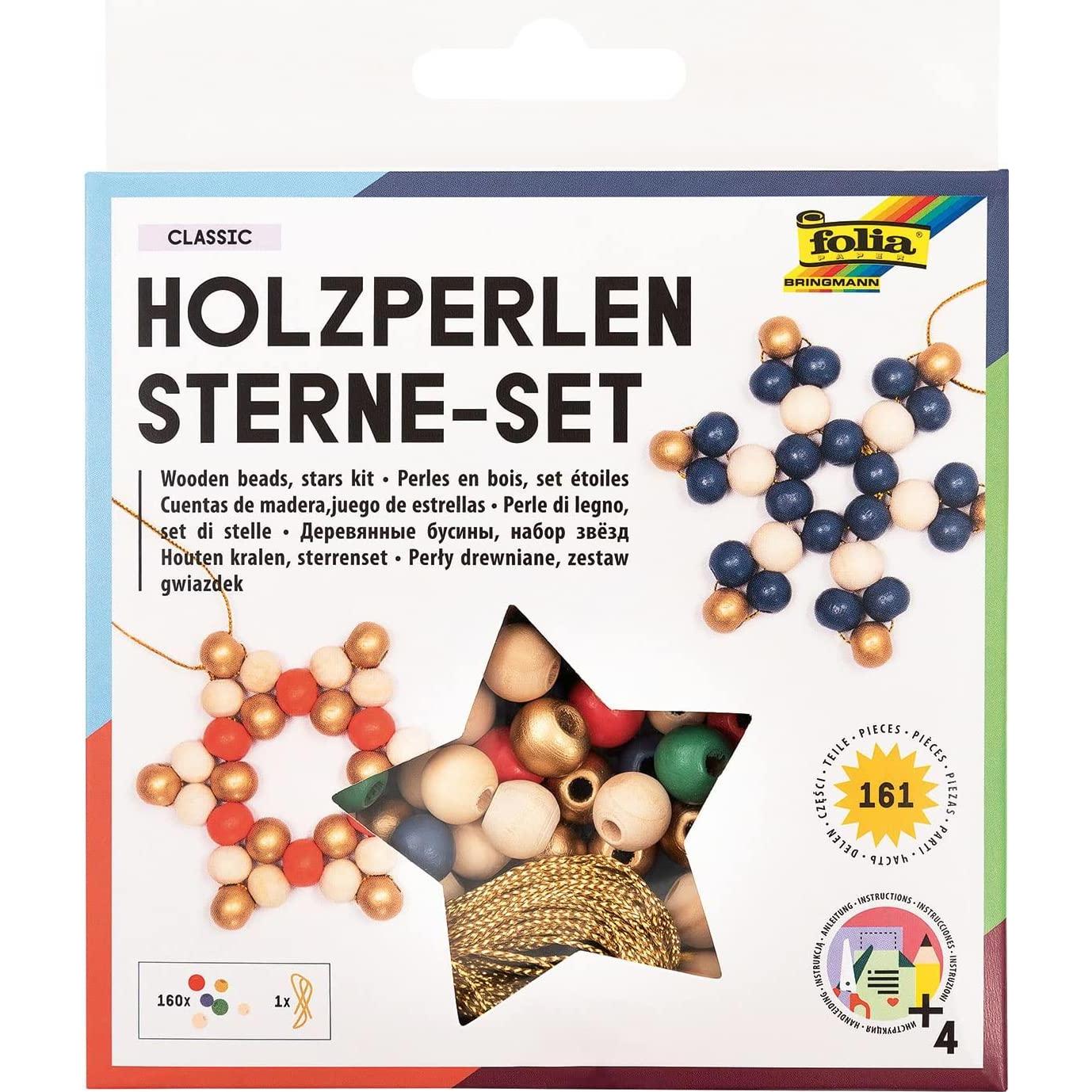 Folia Bastelset Holzperlen Sterne Classic