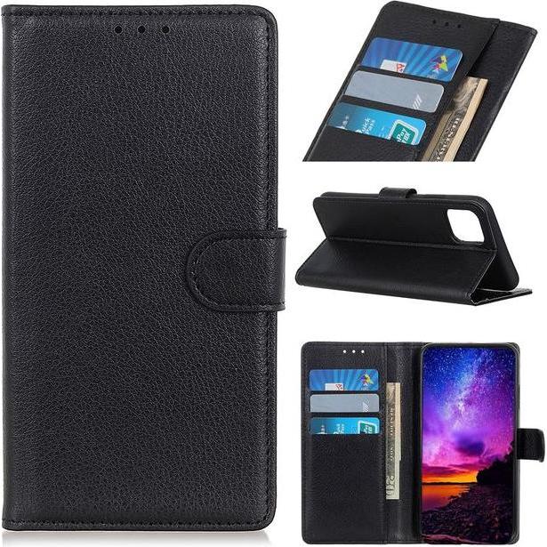 Thumbnail - MU Classic Litchi Leder Bookcover Series (Xiaomi Mi 11i), Smartphone Hülle, Schwarz