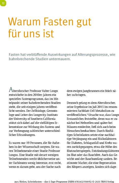 Immagine prodotto Scheinfasten - das 5-Tage-Programm (Tedesco, Riebera Dunja, 2025)