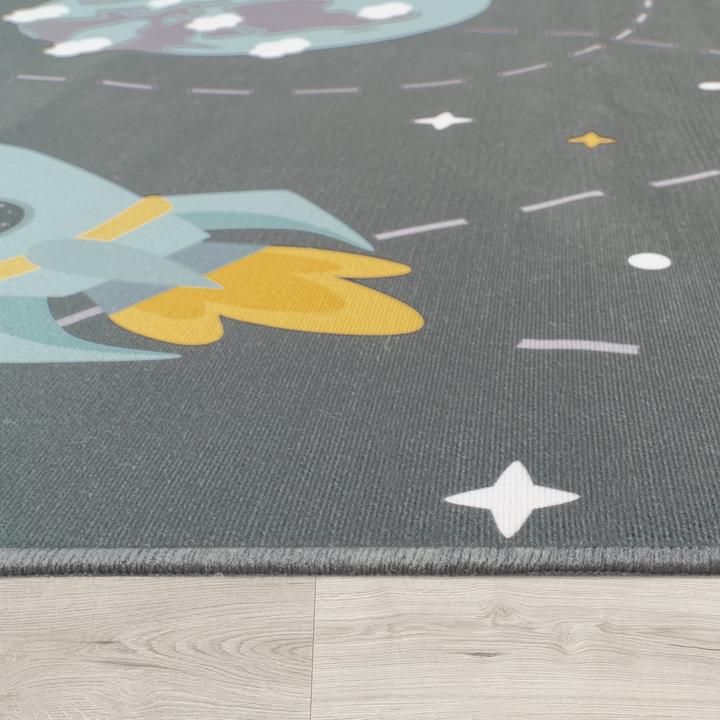 Produktbild TT Home Kinderzimmerteppich Teppich Kinderteppich Rutschfest Planeten Sterne Raketen