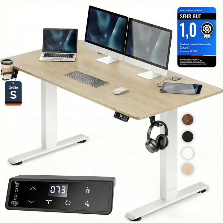 Image du produit Casaria Höhenverstellbarer Schreibtisch (120 x 60 x 72 cm)