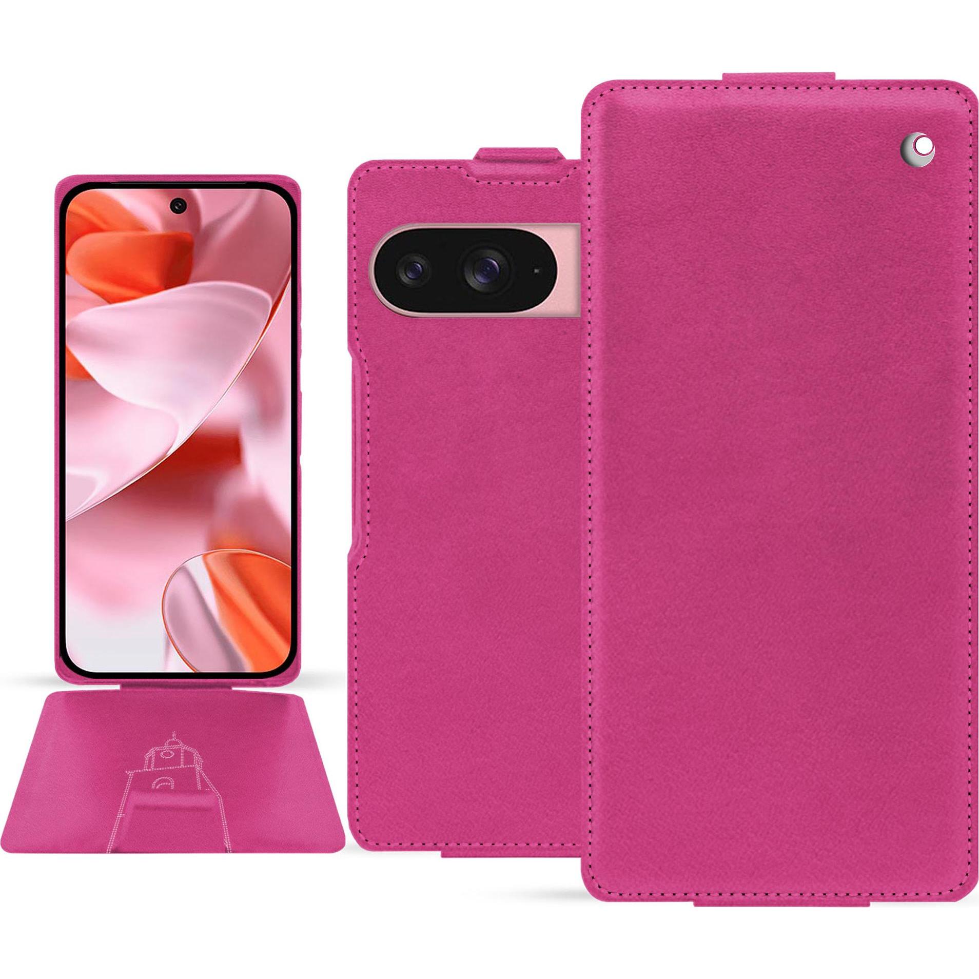 Noreve Lederschutzhülle vertikal (Google Pixel 9), Smartphone Hülle, Rosa