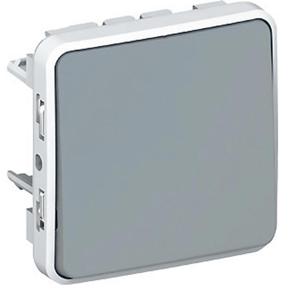 Legrand Plexo55 Modular Wipptaster Schliesser 1-polig beleuchtet Wechsel Feuchtraum grau 069541, Taster + Schalter, Grau
