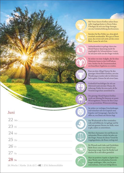 Produktbild Harenberg Horoskope Wochenkalender 2026 - Wochenkalender mit Prognosen für alle Sternzeichen