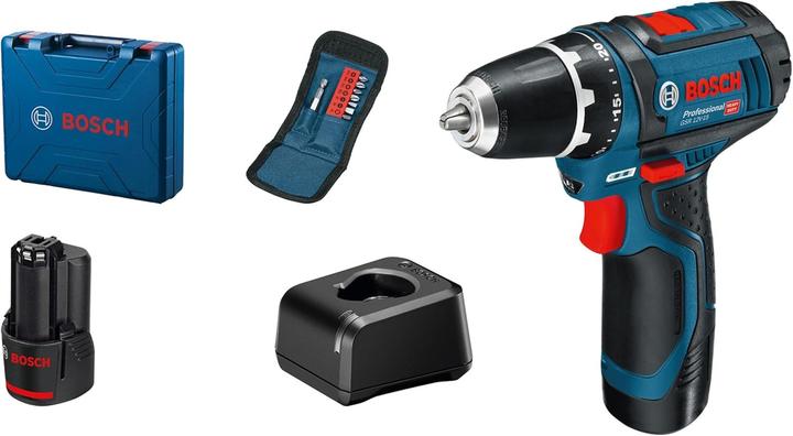 Bosch Professional Akku-Bohrschrauber GSR 12V-15, 2 x Akku GBA 12V 2.0Ah, Handwerkerkoffer