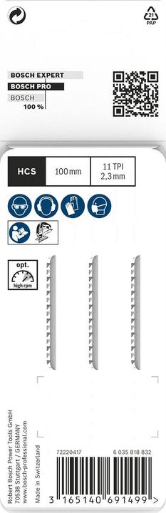 Produktbild Bosch Professional Zubehör PRO Plastics PVC clean T102H Stichsägeblatt, 100 mm, 3-tlg.