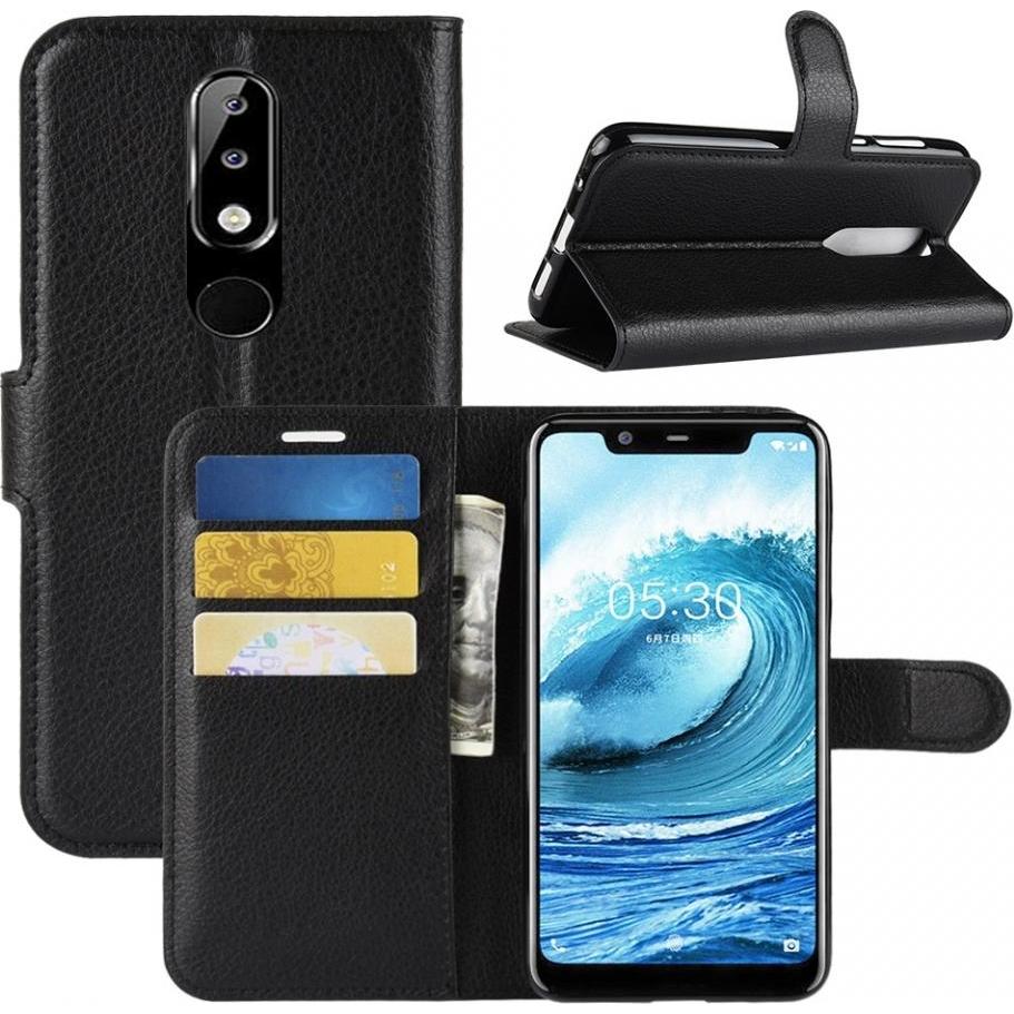 Screenguard Nokia 5.1 Plus Leather Guard Lederhülle (Nokia 5.1 Plus), Smartphone Hülle, Schwarz