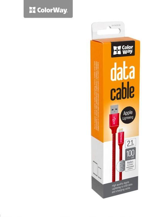 Produktbild Colorway Data Cable Apple Lightning Charging cable, Fast and safe charging Stable data transmission, Red, 1 (1 m)