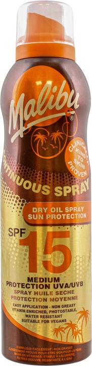 Actual product image Malibu Continuous Spray Dry Oil (Sun spray, Suntan oil, SPF 15, 175 ml)