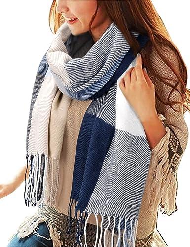 Immagine prodotto Only-Bags.Store Sciarpa triangolare a quadri, sciarpa pashmina, sciarpa morbida con nappe, sciarpa a portafoglio