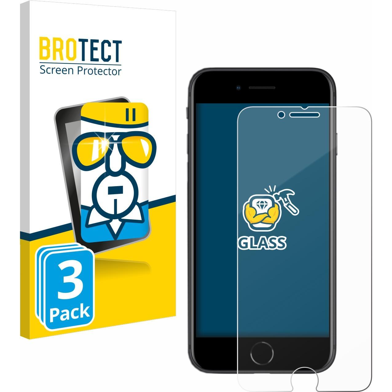 BROTECT Panzerglas Hartglas Displayschutz (3 Stück, Apple iPhone SE), Smartphone Schutzfolie, Transparent