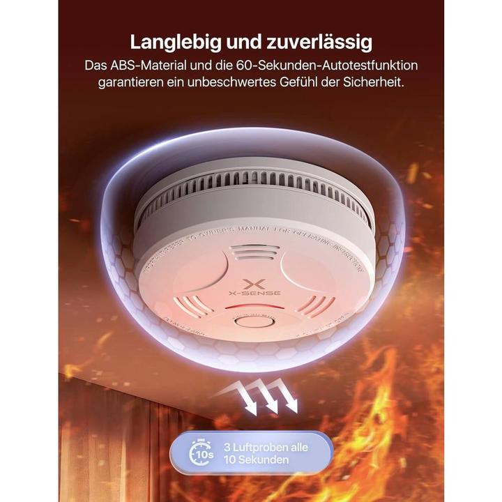 Productafbeelding X-Sense Akoestische en visuele stand-alone rookmelder 10 stuks.