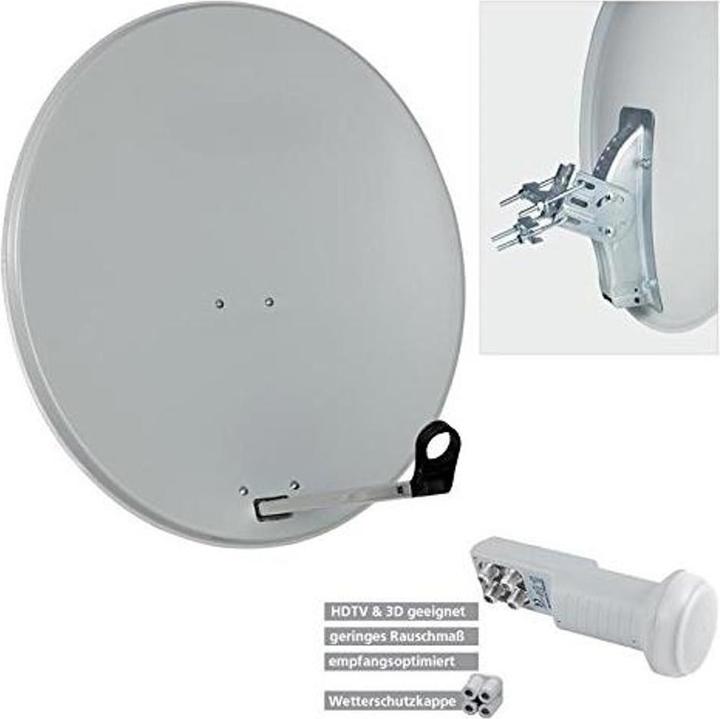 Actual product image Satellite dish 80 cm steel incl. Quad LNB (Parabolic antenna, DVB-S / -S2)