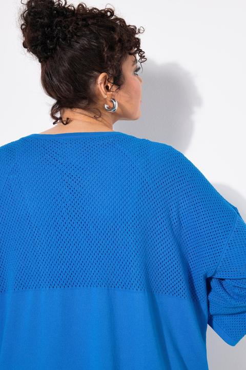 Produktbild Ulla Popken Jersey-Jacke, Mesh, Oversized, V-Ausschnitt, 3/4-Arm (62)