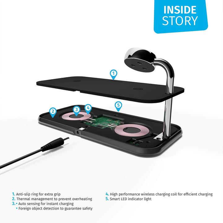 Immagine prodotto Zens Alluminio Dual Wireless Charger + orologio (20 W)